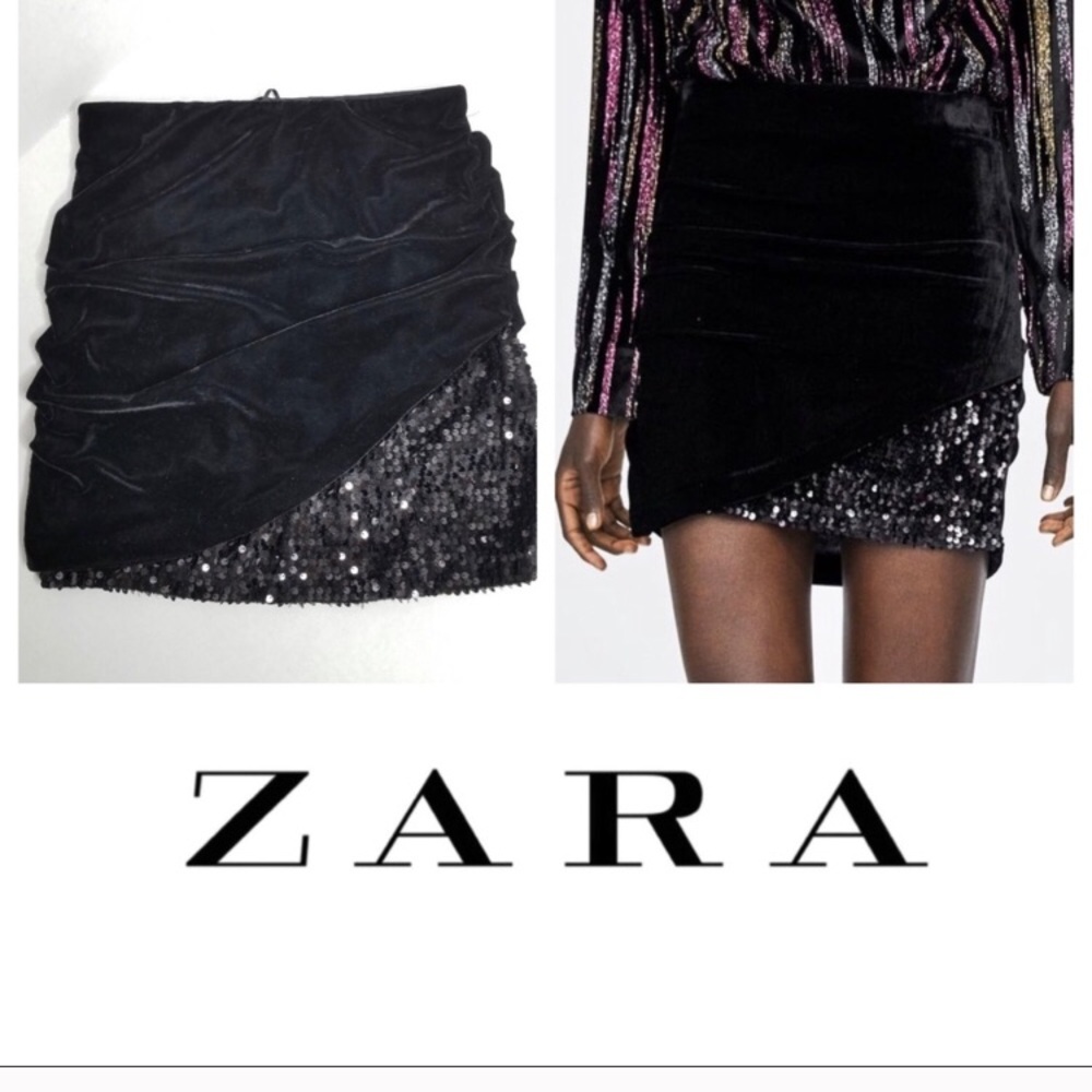 Zara Sequined Velvet mini skirt